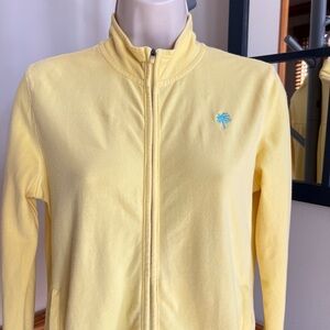 Lilly Pulitzer Yellow Full Zip Embroidered Sweatshirt Jacket Small